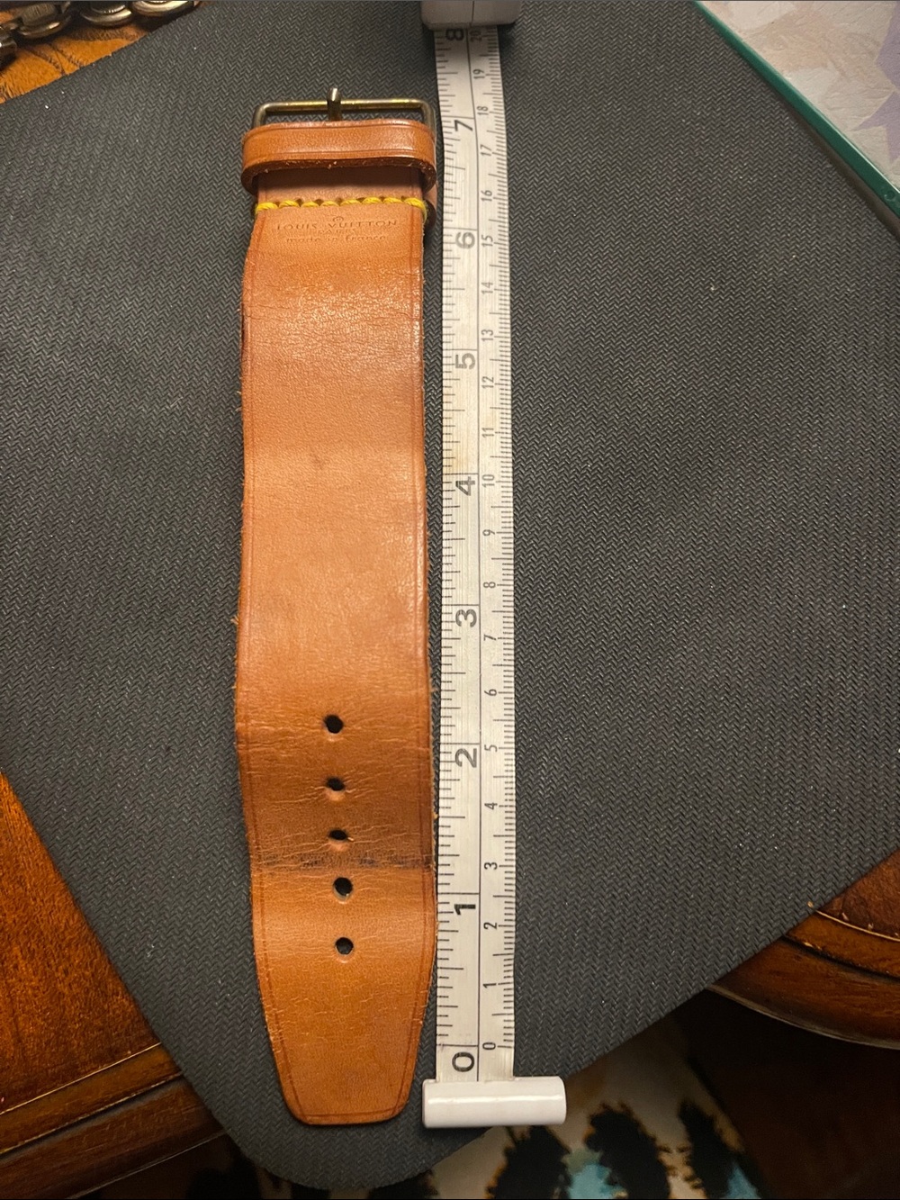 Authentic Louis Vuitton Leather luggage Strap. Use as LV bag Accessory